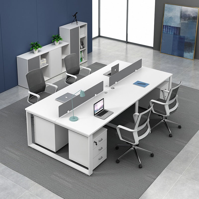Staff desks: simple modern office furniture, computer desks, staff desks, chairs, double tables, combination steel frame tables