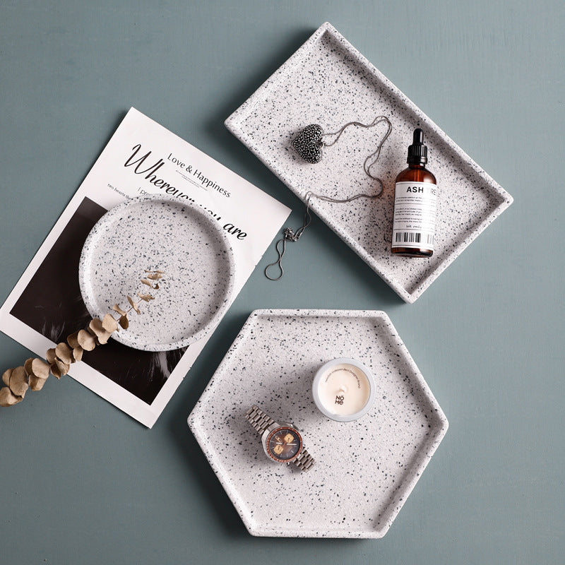 Nordic tea tray marble tray household living room rectangular tray set cup tray fruit tray jewelry tray sushi