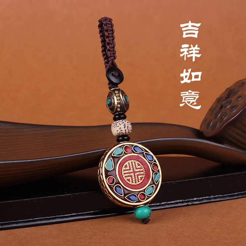 Nepal retro car key chain Bodhi key pendant high-end Ping An brand men's and women's bags handmade chain ornaments