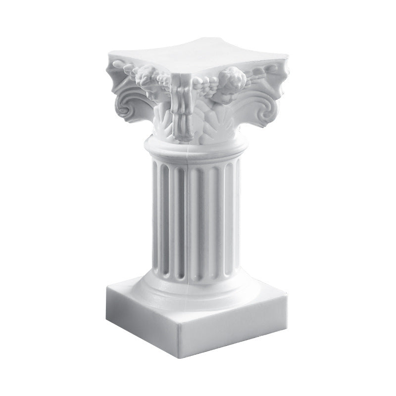 White Nordic Roman column candle holder photo prop background home living room table decoration ornaments