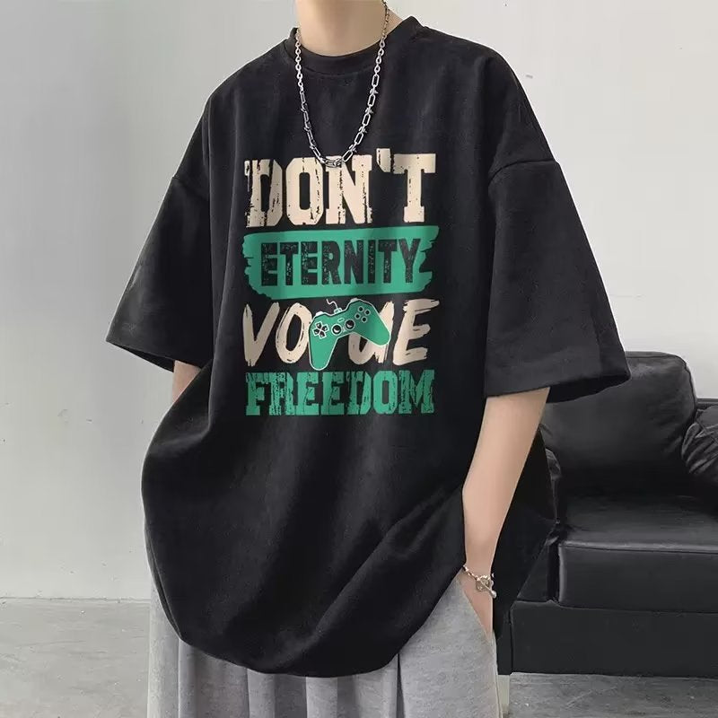 Summer new short-sleeved loose T-shirt men's casual half-sleeve trend T-shirt undershirt five-sleeved top