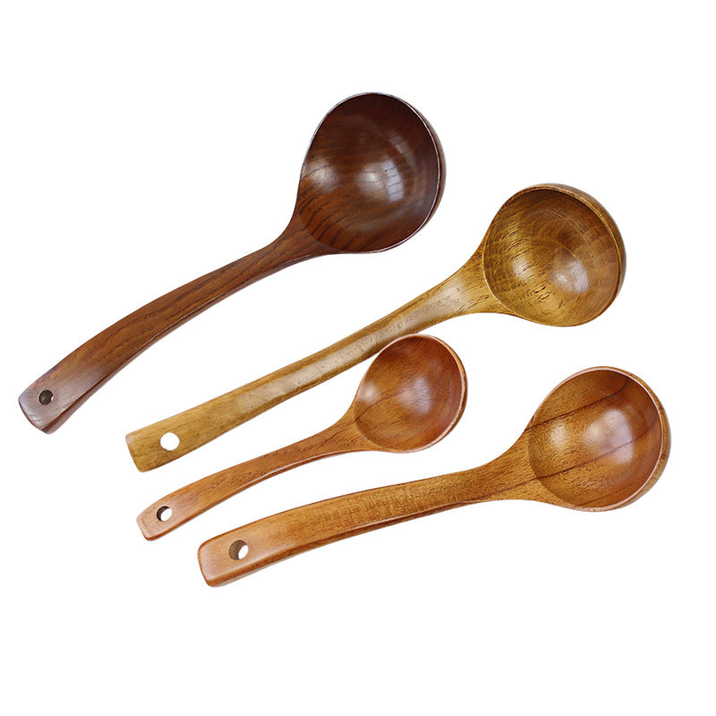 Factory wholesale engravable wooden soup spoon for porridge spoon household kitchen utensils large tablespoon hot pot spoon solid wood long handle spoon