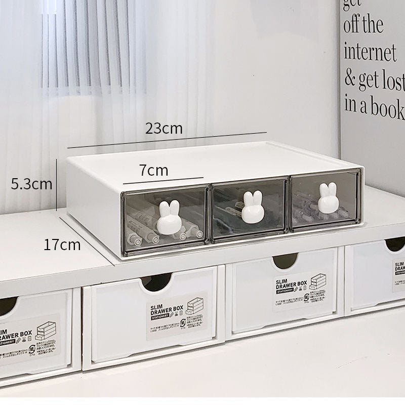 Simple and fashionable stationery storage box, desktop student, multi-compartment drawer, pen holder cabinet, office tape, hair accessories, sundries