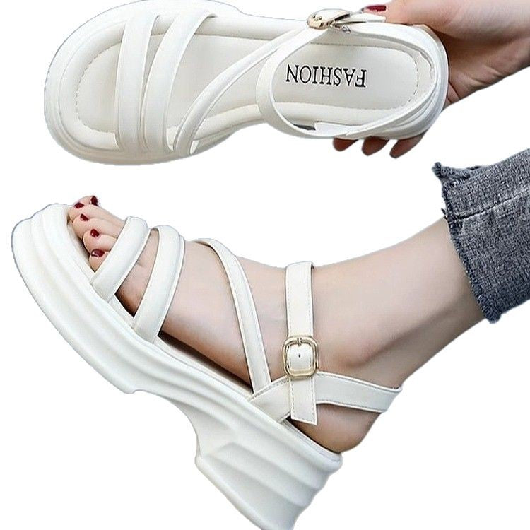 Special offer: thick-soled roman sandals for women, summer 2025 Internet celebrity hot style with skirt, casual and versatile beach shoes by the sea