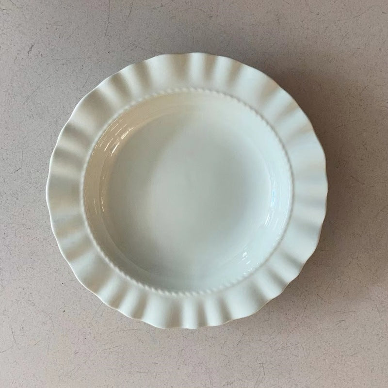 French straw hat plate, creamy deep dish, pasta plate, salad plate, high-end lace Western dish, vegetable plate, tableware