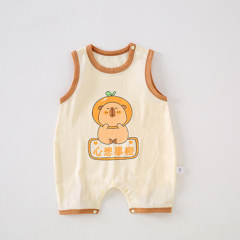 Baby lyocell onesie summer thin sleeveless vest clothes newborn clothes baby summer clothes 0 a 3 months