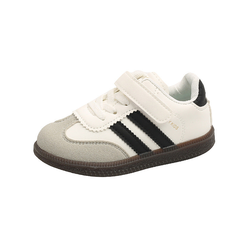 Children's sports shoes, spring and autumn, new boys' soft-soled color-blocked board shoes, girls' moral training shoes, casual running shoes, white shoes