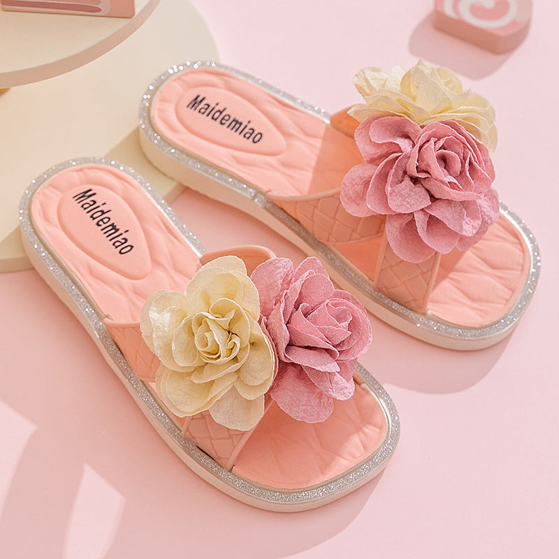 Girls Slippers 2025 New Style Girls Baby Indoor Summer Non Slip Home Soft Sole Kids Princess Cool Slippers