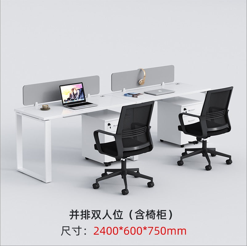 Staff desks: simple modern office furniture, computer desks, staff desks, chairs, double tables, combination steel frame tables