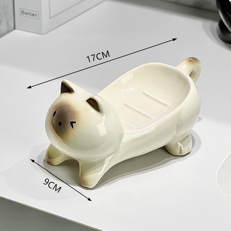 The new high-value light luxury ceramic soap tray is free of punching and draining holes, and the design of household goodies is bathroom soap storage
