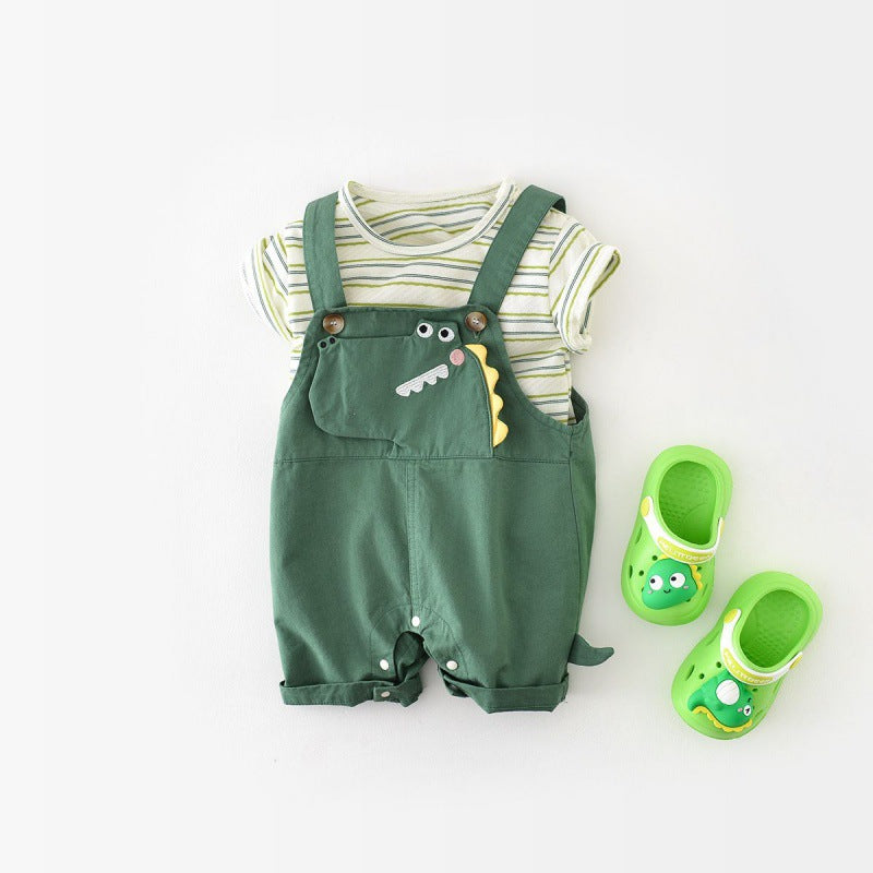 Cute foreign baby clothes, summer short-sleeved trendy baby boys, one-piece clothes, two pieces of outing, clothes and crawling clothes