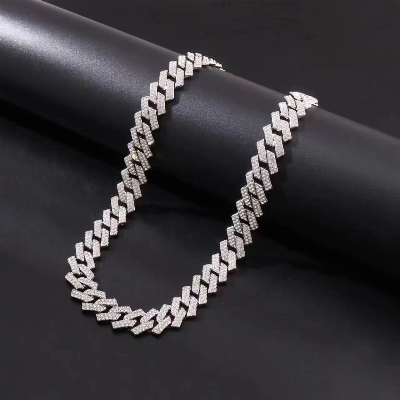 Cross-border alloy full diamond 13mm Cuban necklace men's hot sale hip hop accessories clavicle chain light luxury high-end jewelry