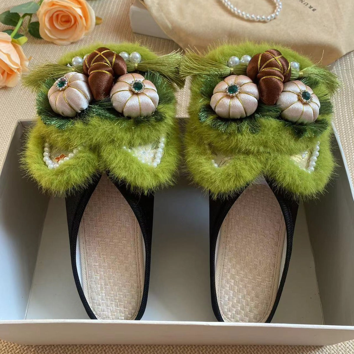 Slippers Adult Tiger Head Shoes 2024 New National Tide Retro Ethnic Style Flat Women's Slippers Folk Shoes