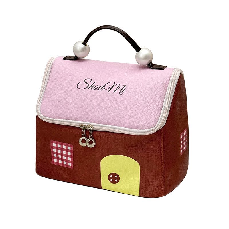 2025 Hot Sale New Cute Little House Women's Portable Travel Large Capacity Waterproof Storage Cosmetic Bag