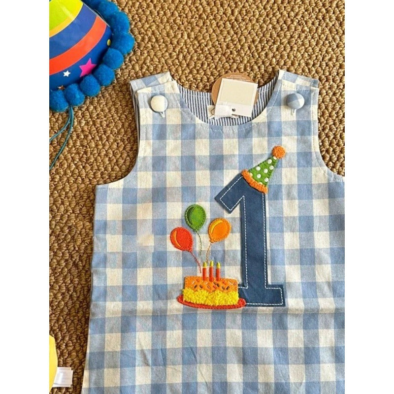 Baby summer clothes, summer clothes, super foreign casual, baby plaid climbing clothes, summer thin baby onesies