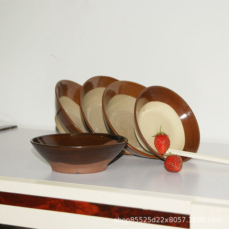 Factory wholesale 5.8 inch vintage clay bowl wine bowl hot pot restaurant antique clay porcelain bowl buckle meat steamed bowl