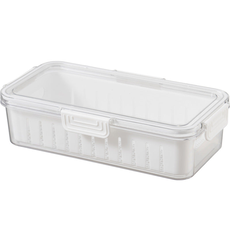 Kitchen supplies seafood vegetable long drain box transparent plastic with lid can put refrigerator long storage box wholesale