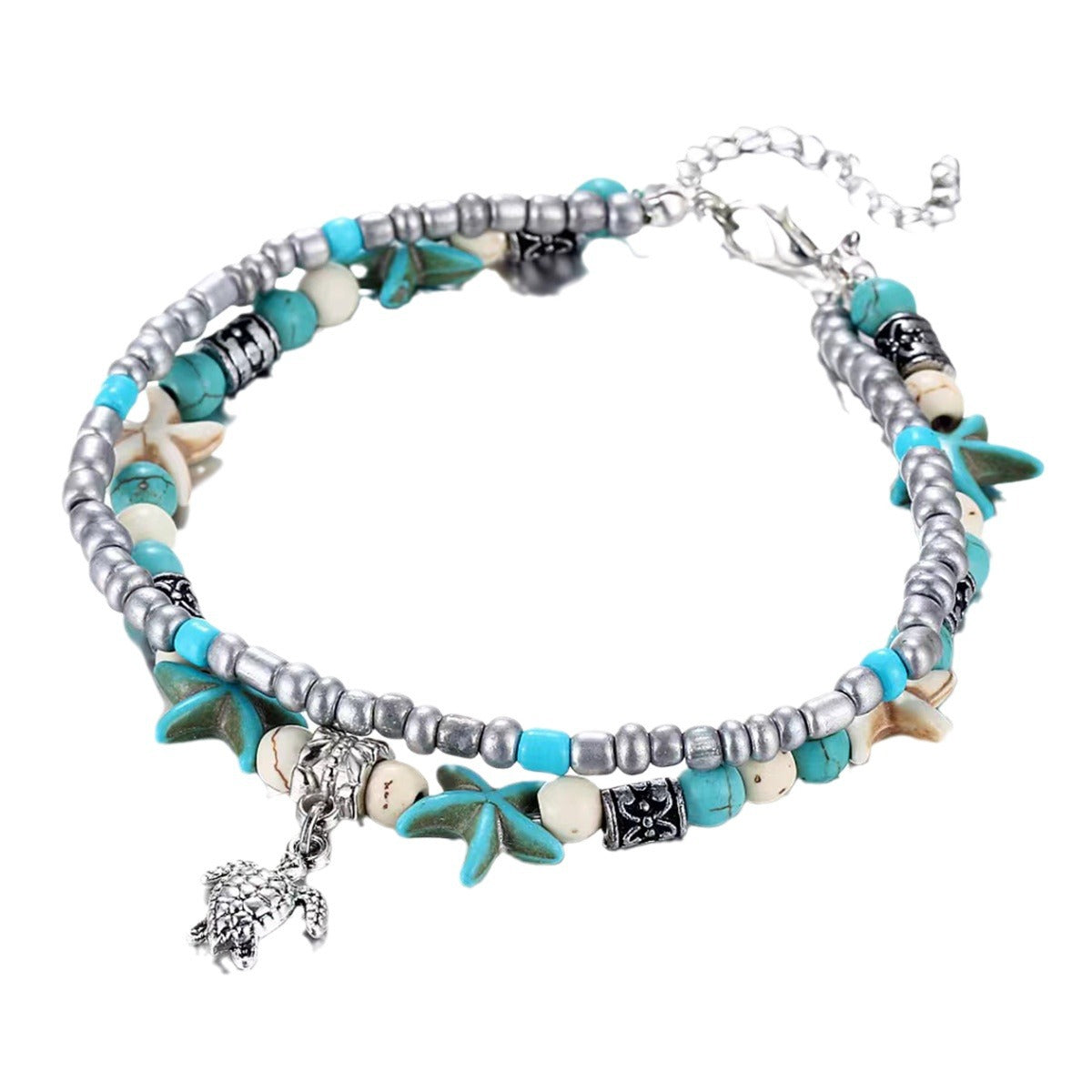 European and American fashion beach style bracelet anklet combination multi-layer pendant shell starfish turtle anklet yoga bracelet women