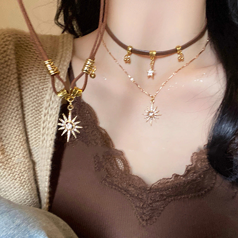 Maillard Sun Bohemian Necklace Women's Sense of Luxury Light Luxury Retro Clavicle Chain Sweet Cool Accessories Choker