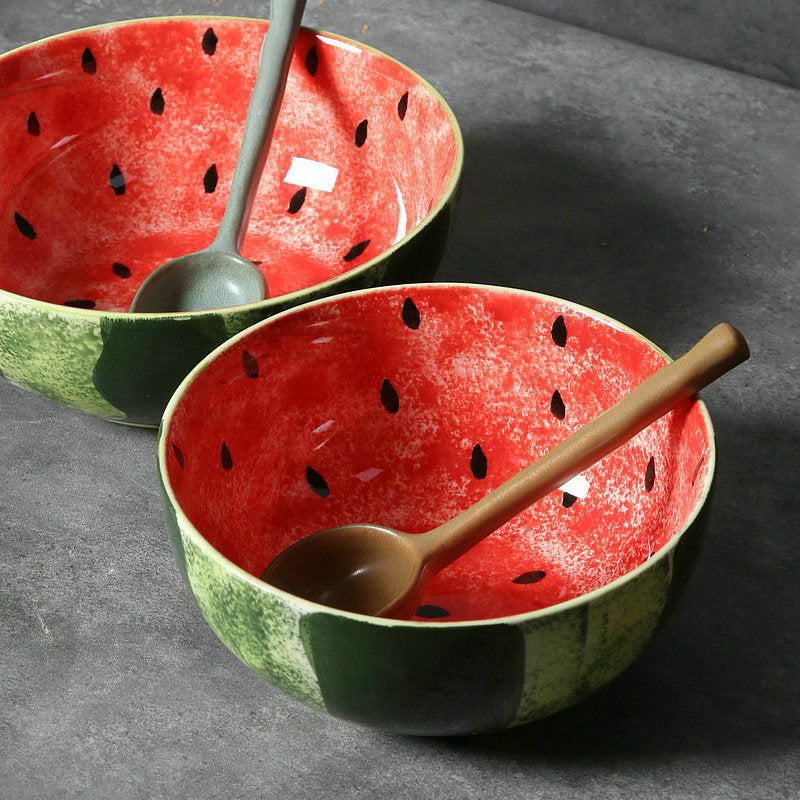 Jiutian ware ceramic large noodle bowl hand-painted watermelon instant noodle bowl underglaze color snail flour bowl beautiful small fresh deep plate