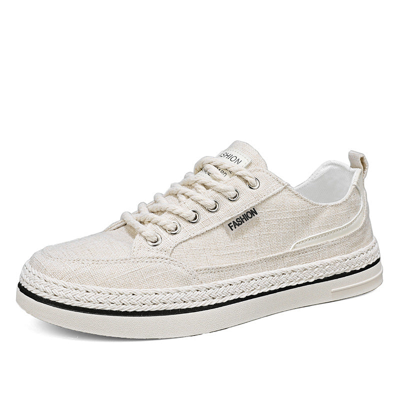 2024 Canvas Men's Shoes Spring Casual One Foot Slip Old Beijing Cloth Shoes Men's Black Sneakers Soft Sole Working Dad