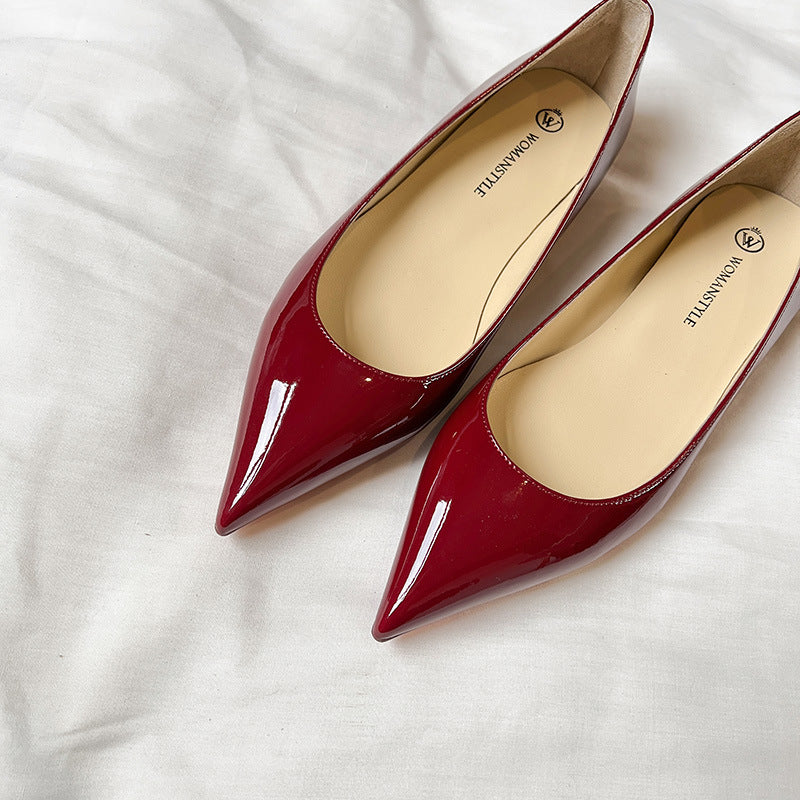 New spring 2024 French nude inner heightened pointed toe flatsWomen's pumpsVersatile commuter single shoes
