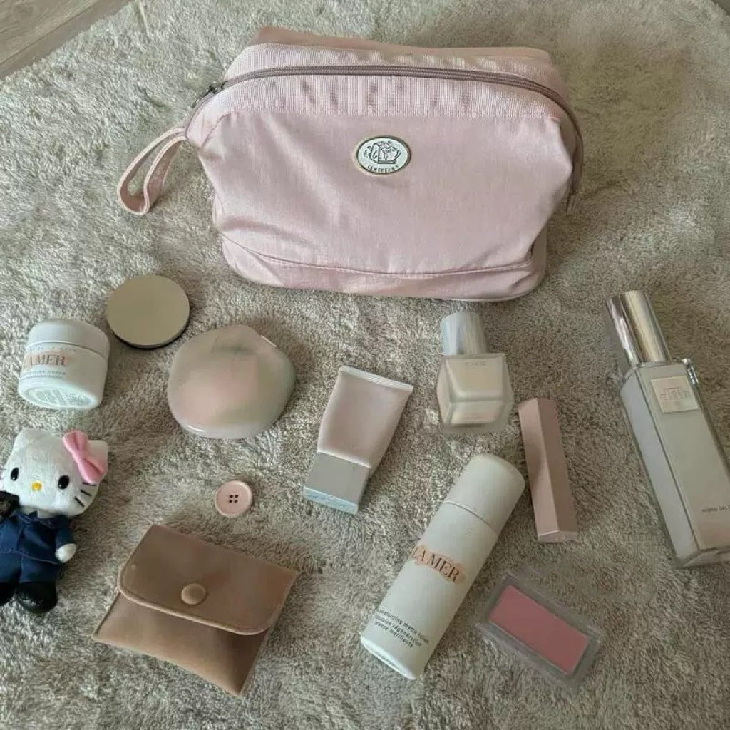 Homemade "Little Milk Candy" cosmetic bag waterproof travel toiletry bag Large capacity carry-on bag inner bag storage bag