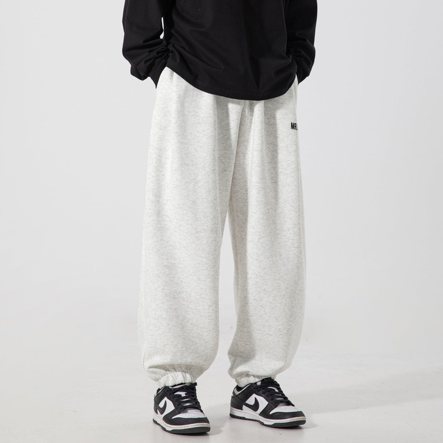 Contrasting letter print boutie sweatpants men's autumn loose silhouette athleisure pants trendy brand versatile long pants