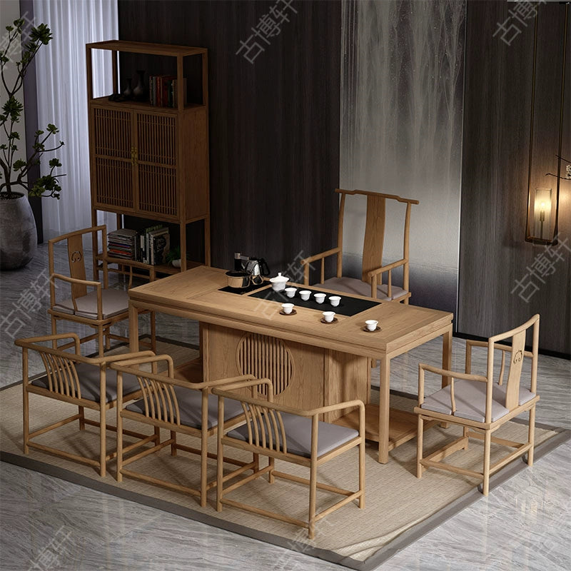 Wooden tea table and chair combination