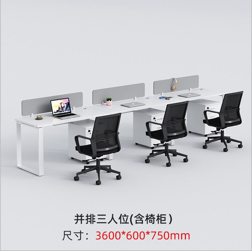 Staff desks: simple modern office furniture, computer desks, staff desks, chairs, double tables, combination steel frame tables