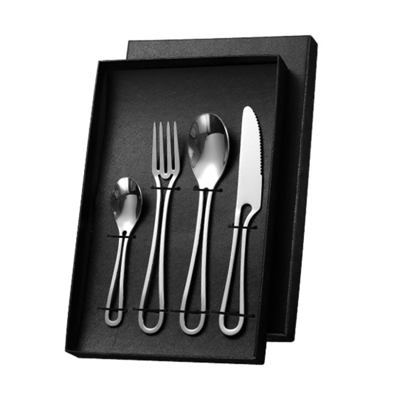Cross-border stainless steel cutlery set Cutlery set with hollow handle knife, fork and spoon four-piece set Creative steak knife and fork Western cutlery