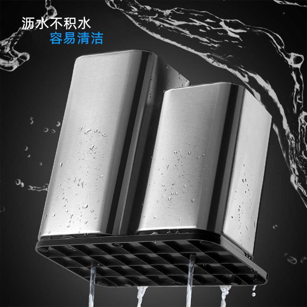 Storage knife holder bucketstainless steel knife holder drainable knife rack large and small kitchen knife holder kitchen supplies storage rack