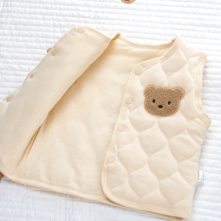 Vest baby vests, male and female babies in winter, thickened warm belly protection, children's coats, ins, wear pure cotton jackets