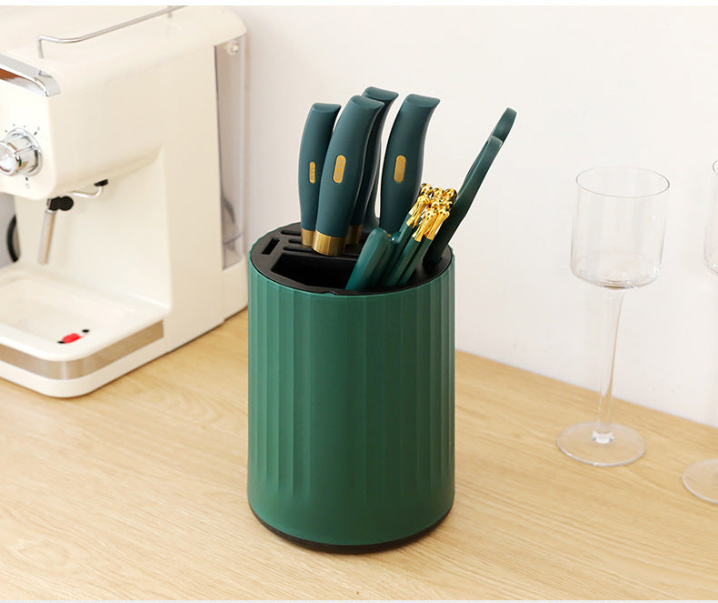 Douyin explosive kitchen rotary knife holder storage rack multi-functional household chopsticks, kitchen knives, cutlery rack storage artifact