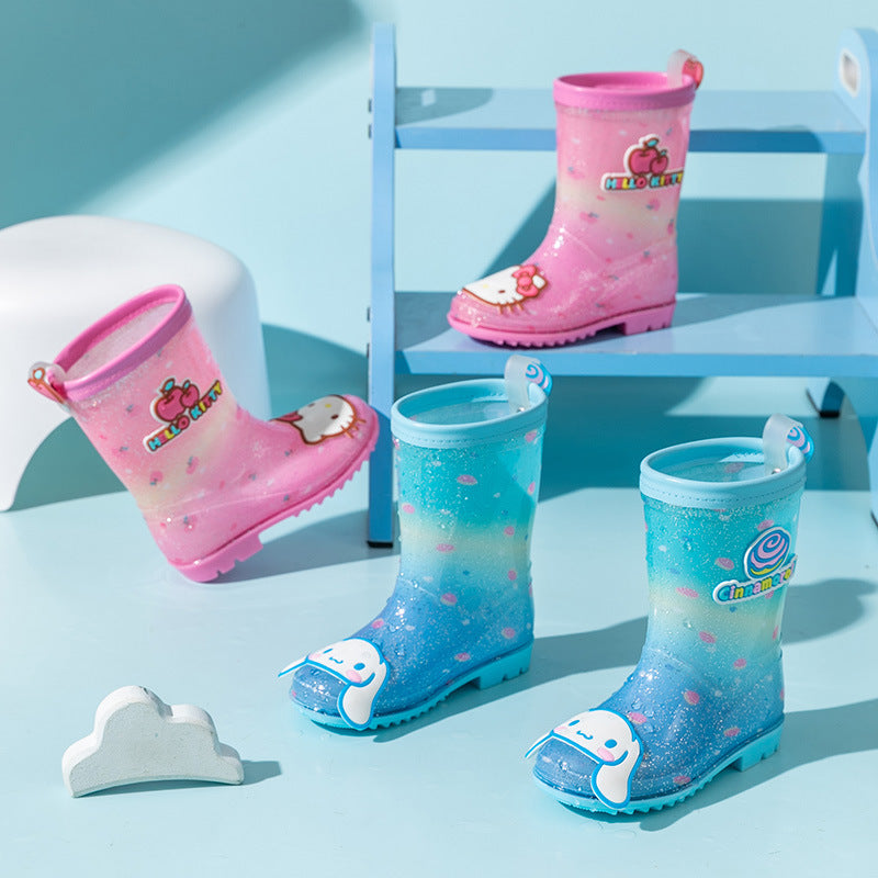 Sanrio Four Seasons Children's Rain Boots Culomie Hello Kitty Rain Boots Men's and Women's Non-slip Kindergarten Elementary School Student Tide Wholesale