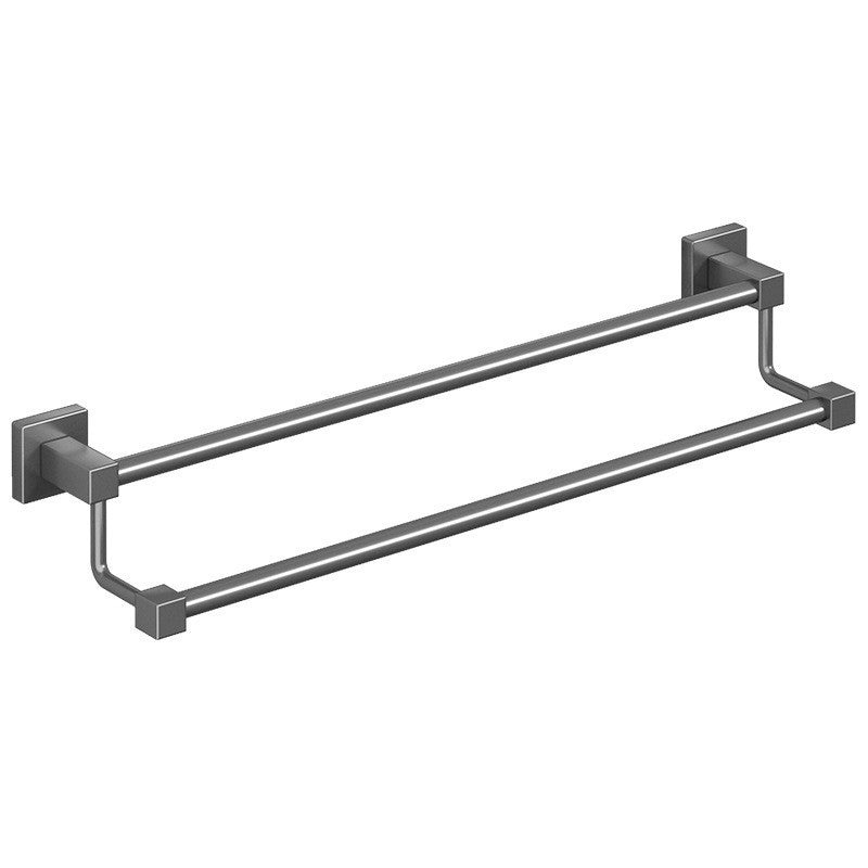 Gun gray stainless steel towel rack towel pole non-perforated single pole toilet double rod bath towel rack bathroom shelf hotel