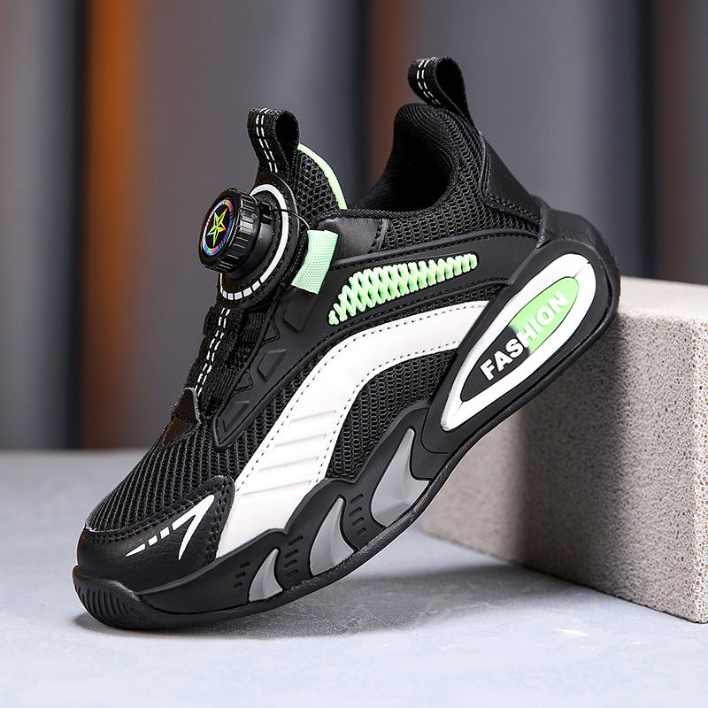 2024 Medium and large children's breathable soft-soled sneakers, mesh casual children's shoes, cut-out summer boys, primary school running shoes