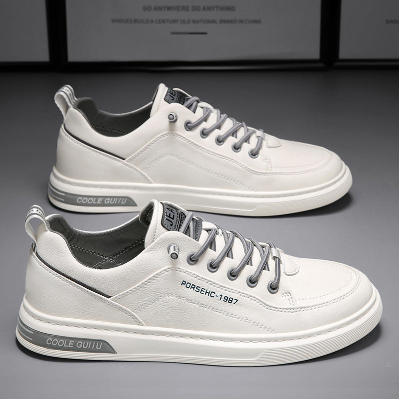 Men's Shoes 2024 New Spring Men's Casual Leather Shoes Korean Trendy Versatile Sneakers Men's Small Whiteboard Shoes