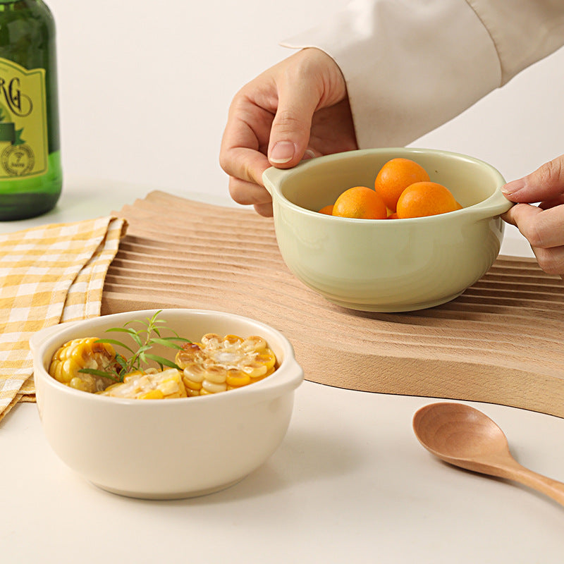 2024 new ins ceramic rice bowl glossy simple yogurt bowl breakfast bowl household steamed egg bowl small fresh tableware