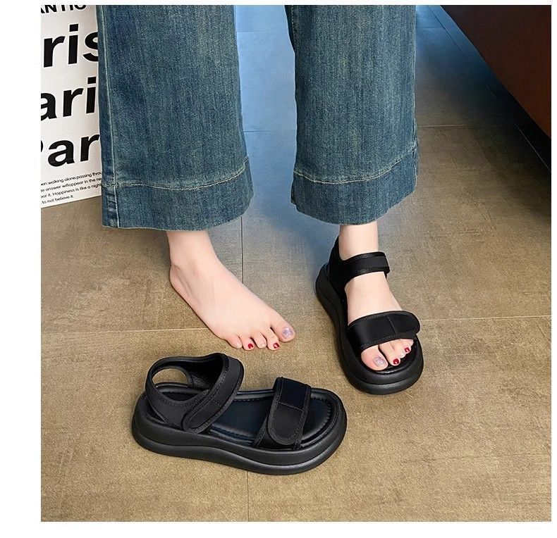 Retro Thick-soled Roman Sandals Women's 2025 New Summer Sports Soft-soled Versatile Non-slip Beach Shoes Without Tired