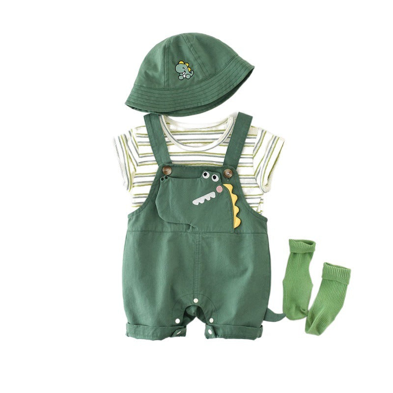 Cute foreign baby clothes, summer short-sleeved trendy baby boys, one-piece clothes, two pieces of outing, clothes and crawling clothes
