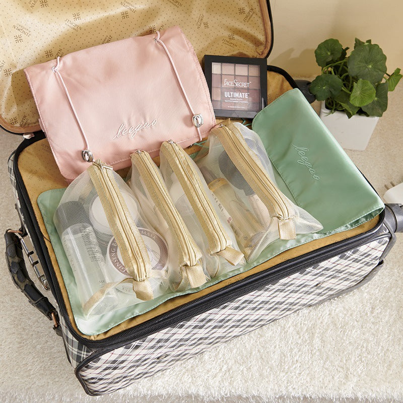 Roller shutter cosmetic bag for women portable partition large capacity cosmetic storage bag high-value travel toiletry bag