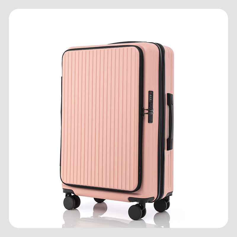 Front opening suitcase, men's trolley suitcase, women's 26 multifunctional suitcase, 20-inch cabin suitcase, lockbox, leather suitcase