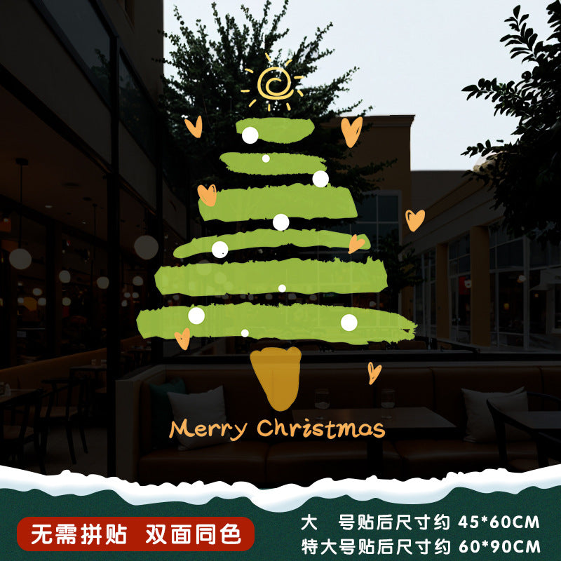 Christmas Santa Claus push door glass sticker electrostatic sticker shopping mall window scene layout decoration the whole window grille