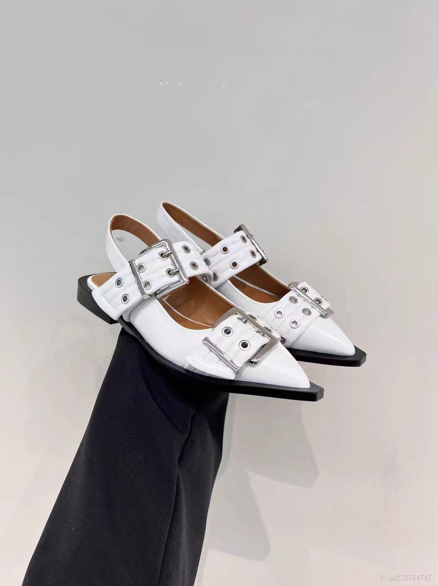 Leather roman toe sandals women's semi-drag pointed toe pumps plus size women's shoes Mary Jane shoes