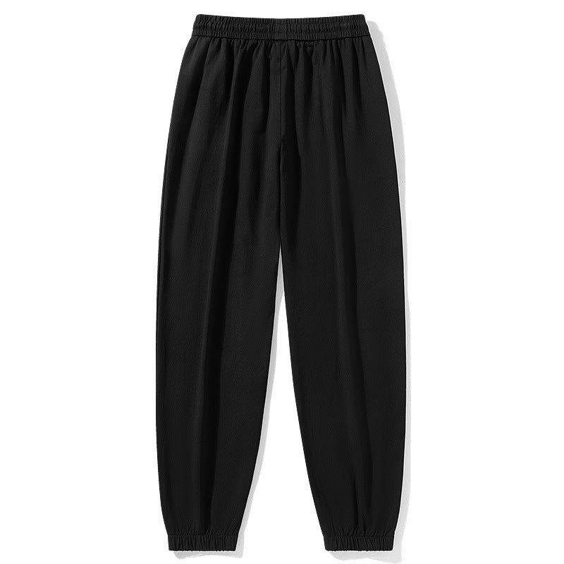 Ultra thin summer thin cotton casual long pants light gray loose straight leg sweatpants elastic waist men's sweatpants