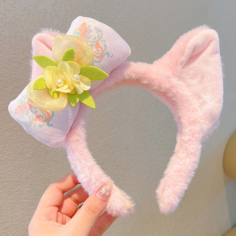 Christmas headbands Daffy bear hat plaid headbands red cartoon wholesale christmas dress up headwear plush hair bundles