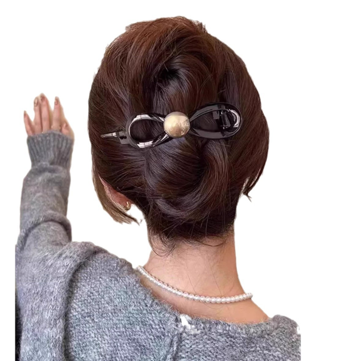 Bow pearl word grab clip women's sense of luxury 2024 new twist twist hairpin back of the head pan hairpin headpiece headpiece headwear