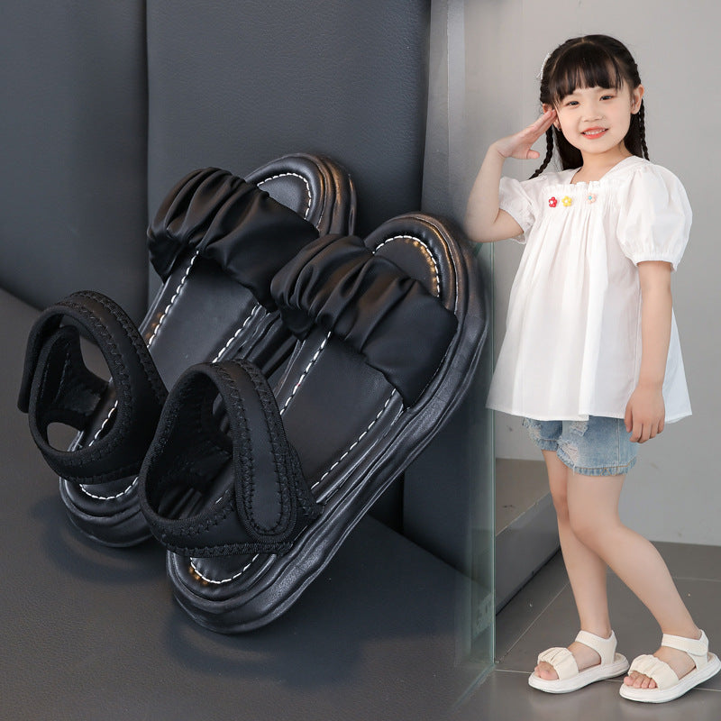 Girls' Sandals 2024 Summer New Children's Sports Soft Sole Large Children's Student Shoes Girls' Foreign Princess Shoes