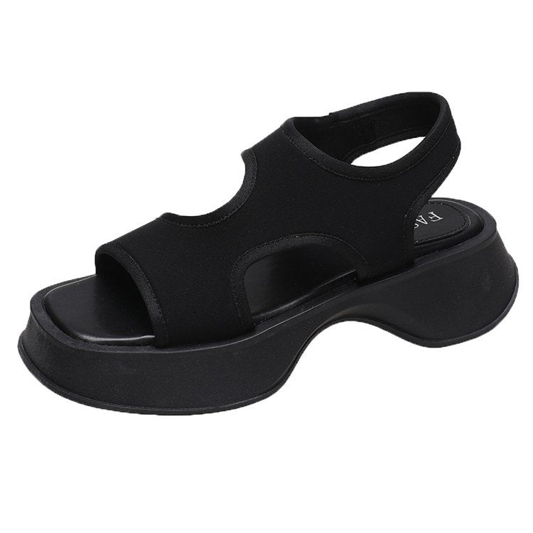 Thick-soled sports sandals women's summer new soft-soled casual pullover loose stretch cloth roman sandals flat-soled sandals